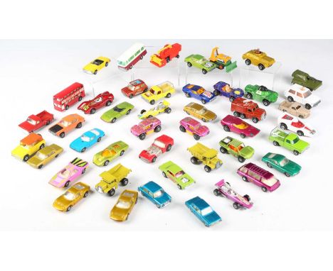 A good collection of Matchbox Superfast and other Matchbox 1-75 vehicles, including Rolamatics No. 40 Mustang Piston Popper, 