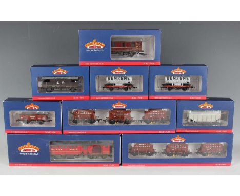 A group of Bachmann Branch-Line gauge OO goods wagons, including two No. 38-260Y sets of three Presflo cement wagons, two 38-