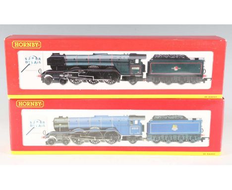 Two Hornby gauge OO A3 Class locomotives and tenders, comprising R.2201 60110 'Robert The Devil' and R.2152 60085 'Manna', bo