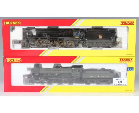Two Hornby gauge OO DCC Ready locomotives and tenders, comprising R.3356 Class 9F Crosti Boiler 92021 BR, weathered, boxed, a