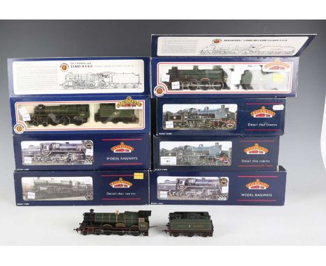 Seven Bachmann Branch-Line gauge OO locomotives and tenders, comprising two No. 39-950 Standard Class 4MT 76053, No. 32-162 N