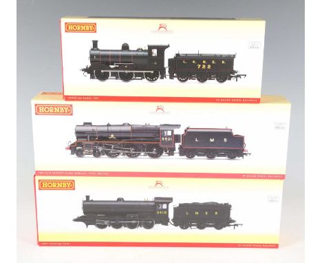Three Hornby gauge OO DCC Ready locomotives and tenders, comprising R.2614 Patriot Class 5521 'Rhyl', R.3424 Class Q6 3418 an