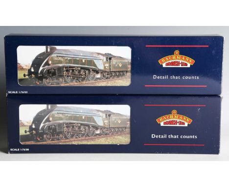 Two Bachmann Branch-Line gauge OO Class A4 locomotives and tenders, comprising No. 31-957 60033 'Seagull' and No. 31959 26 'M