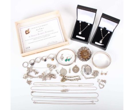 A group of mostly silver jewellery, comprising a Finnish sterling ring by Erik Granit &amp; Co, ring size approx K, four furt