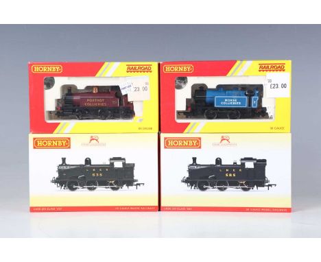 Four Hornby gauge OO tank locomotives, comprising DCC Ready R.3405 J50 Class 585 LNER, R.3324 J50 Class 635 Railroad LNER, R.