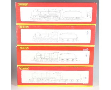 Four Hornby gauge OO locomotives and tenders, comprising R.2174 Country Class 'County of Northampton', R.2217A Class 2P locom
