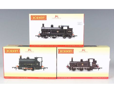 Three Hornby gauge OO DCC Ready tank locomotives, comprising R.3550 Class W4 Peckett 883 in Lilleshal Co livery, R.3767 Terri