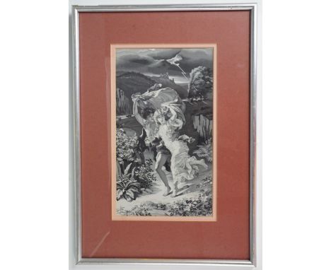 A late 19th Century French monochrome woven silk tapestry after Pierre Auguste Cot's "La Tempete" (The Storm) by Neyret Frere