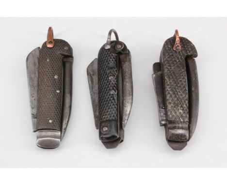 Two British army clasp knives and one other, similar