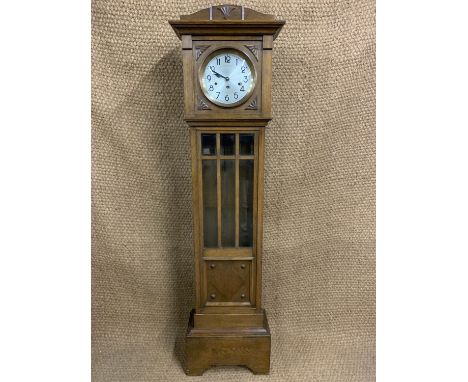 An oak grandmother clock, having a spring driven three-train movement, circa 1930s - 1940s, 182 cm