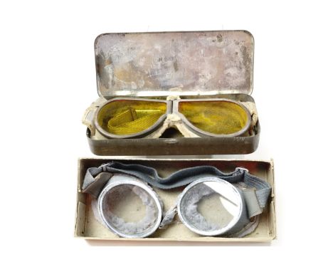 Two cased sets of Second World War British army drivers' goggles