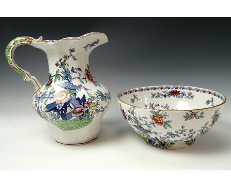 First half 20th century Booths Pompadour, comprising hors d'oeuvres set, ashet, large bowl, ladle and large baluster shaped j
