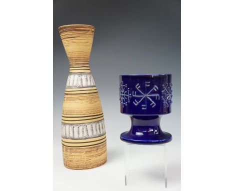 A West German studio ceramic vase and one other, tallest 31 cm