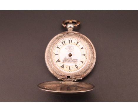 A late 19th / early 20th Century pocket watch for the Ottoman market, having an electroplate case and enamel face decorated i