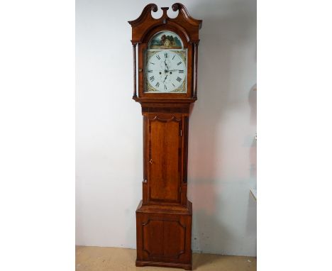 An early 19th Century long case clock by George Neilson of Dumfries, having an 8-day movement with painted face, in mahogany 
