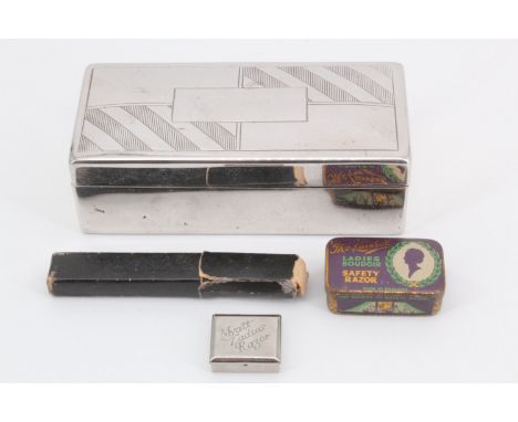An early 20th Century cased Wilkinson Sword safety razor set, together with a Myatt and "The Laurel" ladies' razors and a sma
