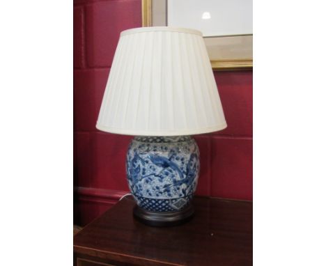 A Minister Stylise Living blue &amp; white table lamp decorated with birds &amp; blossom