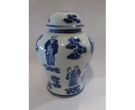 A blue and white ginger jar form lamp base