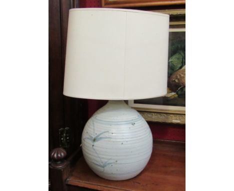 A studio pottery lamp base by Aller Pottery probably by Brian Newman, 54cm tall including shade