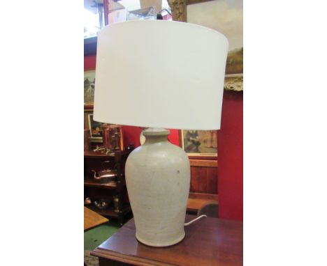 A stoneware lamp with shade, 55cm tall including shade