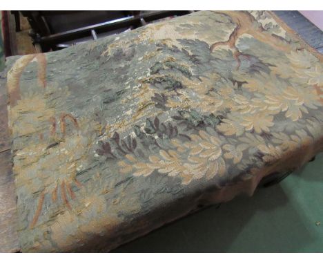 An early 20th Century wall hanging tapestry depicting woodland and birds, holes present