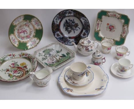 Mixed ceramics including Royal Worcester teapot for one, Dresden chocolate cup and cover, Minton dish etc