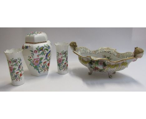 A French ceramic centre bowl, Aynsley ginger jar and pair of vases 