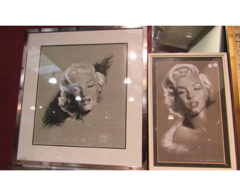 SPATE HUNTERMANN (ROBERT HUNT 1934-2014) Two framed and glazed pastel on paper portraits of Marilyn Monroe. Both signed, 40.5