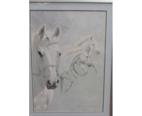 SPATE HUNTERMANN (ROBERT HUNT 1934-2014) A Framed and glazed print of horses titled "Arabs". Signed in the print, labelled ve