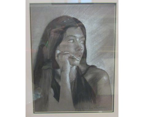 SPATE HUNTERMANN (ROBERT HUNT 1934-2014) A framed and glazed pastel on paper titled "Girl in Black". Signed, labelled 34cm x 