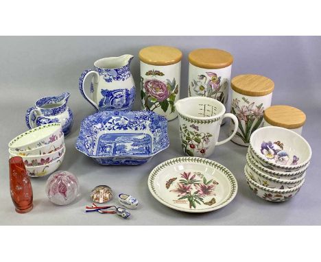PORTMEIRION BOTANIC GARDEN PROVISION CONTAINERS - a graduated trio, 22cms the tallest, also, Botanic Garden bowls (8), jug an