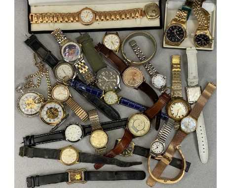 LADY'S &amp; GENT'S WRIST &amp; POCKET WATCH COLLECTION - including a lady's and gent's gold tone Astron pair of bracelet wri