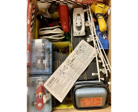 VINTAGE SCALEXTRIC - including JPS Formula A1 racing car and March Ford 721 racing car in hard plastic display packs, two oth
