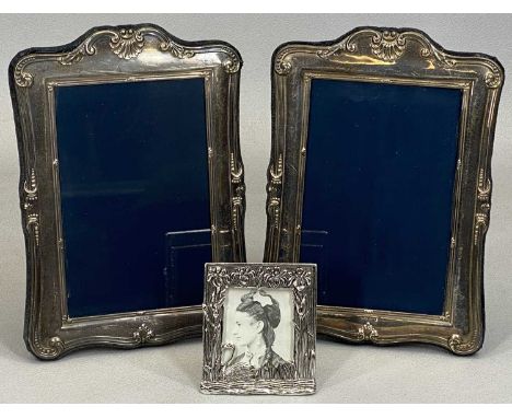 HALLMARKED SILVER PHOTOGRAPH FRAMES, A PAIR plus one other silver plated example, Sheffield 1993, Maker Carrs of Sheffield, t