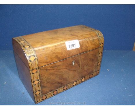 A Tea Caddy with domed lid and Tonbridge decoration