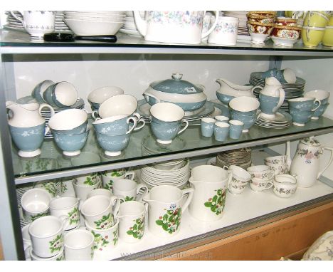 A Royal Doulton 'Reflection' Dinner/Tea service including dinner, dessert, salad, and side plates, soup dishes, tureen egg cu