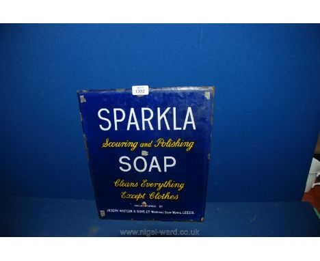 An Enamel advertising Chair back; 'Watsons Matches Cleanser' and 'Sparka Soap'