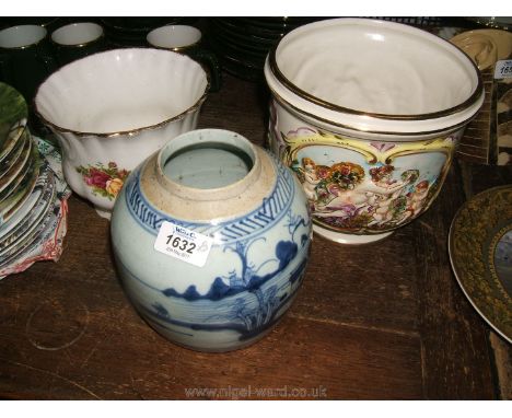 A Capo-di-monte Planter, Royal Albert 'Old Country Roses' Planter and an Oriental style Jar