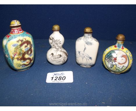 Four enamel Snuff Bottles