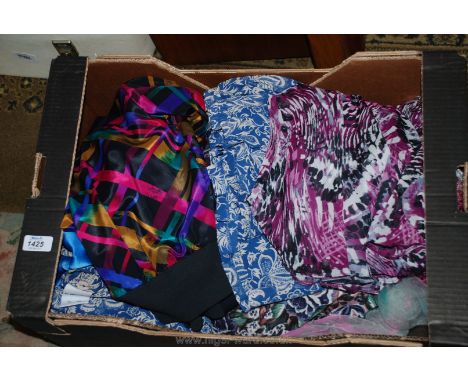 A quantity of ladies Gloves, scarves and a vintage lace 'Franpear' top, skirt, etc.
