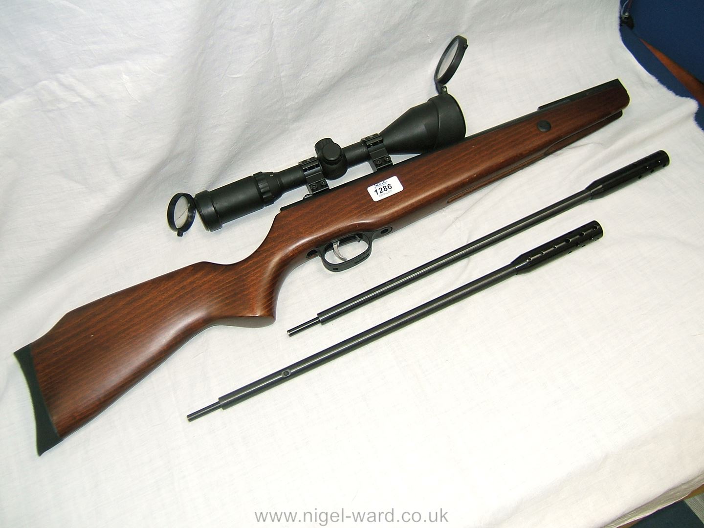 A Beeman Sportsman R53 series Air Rifle with two sets of barrels, 177