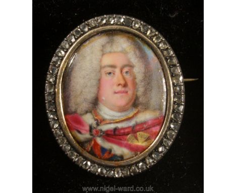 A rare and important royal miniature, first half of the 18th century, Augustus III King of Poland and Elector of Saxony, pain