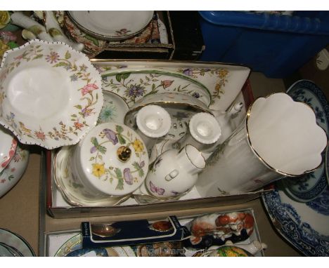 A quantity of china including Aynsley trinket dishes, candlesticks, vases, etc.
