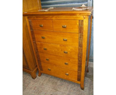 A good quality Maple modern Chest of two short over four long graduated Drawers, moulded edge rectangular top over the six ha