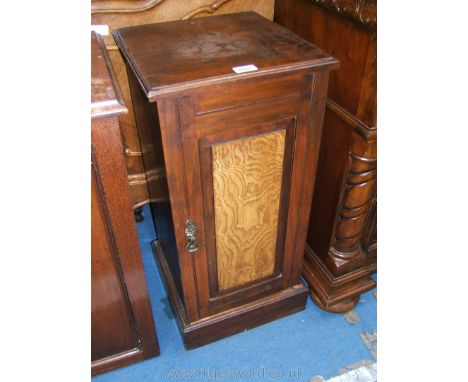 A Victorian Walnut Pot Cupboard, single panel door with raised and fielded panel, opening to reveal single shelf, 16 3/4" wid