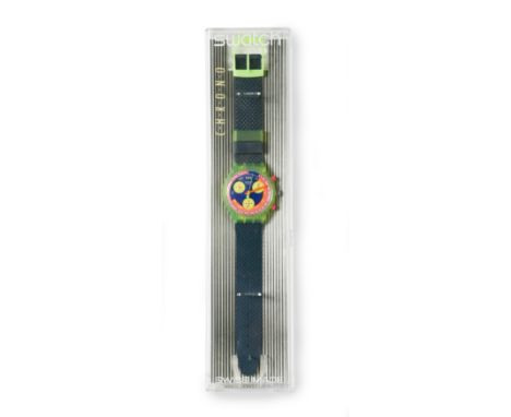 Swatch - A chronograph wristwatch, circa 1992, Grand Prix (SCJ101)The watch appears unworn but with slight white marks to blu