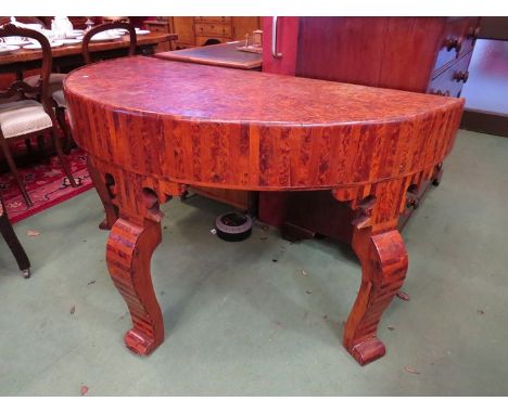 A French burr walnut and yew wood parquetry console table