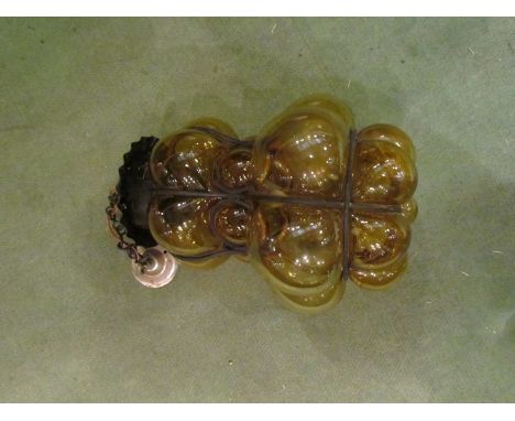 An amber glass "bubble" hanging lantern     Collector's Electrical Item: Please See Information Pages