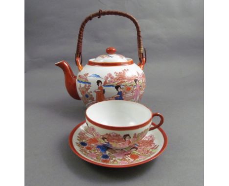 A Japanese eggshell tea service, original box 