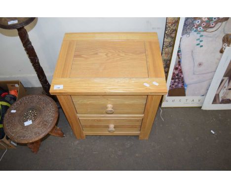 LIGHT OAK TWO DRAWER BEDSIDE CABINET